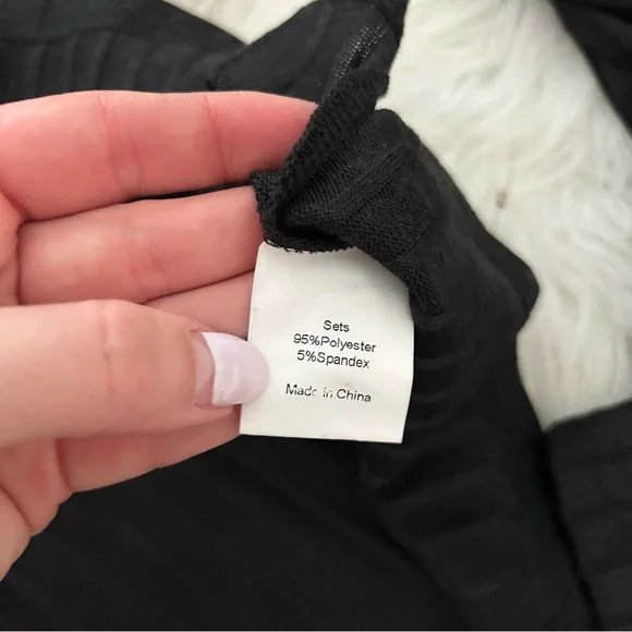 Cheibear Women’s Ribbed Pajama Set, Black, M - Picture 6 of 6